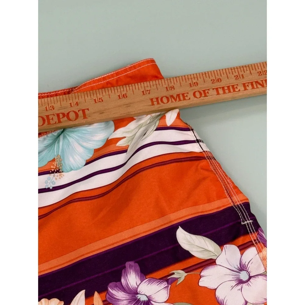Tommy Bahama Relax Swim Trunks Mens L Orange Floral Tropical Print DadCore‎